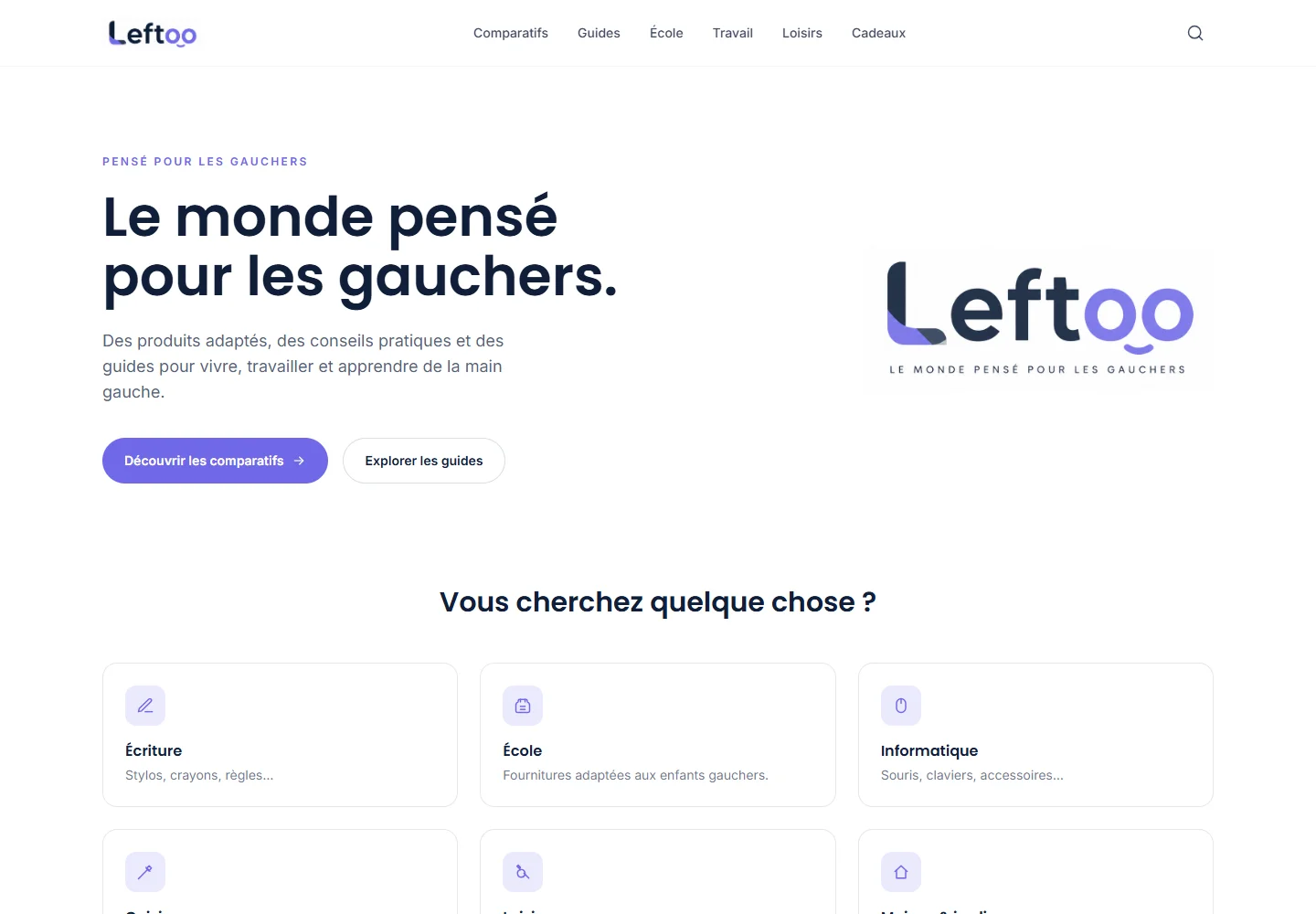 Capture de la page d’accueil de Leftoo